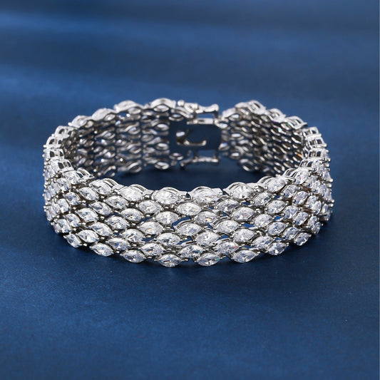 BrideTalk Original design set with rows of diamonds and zircons bracelet