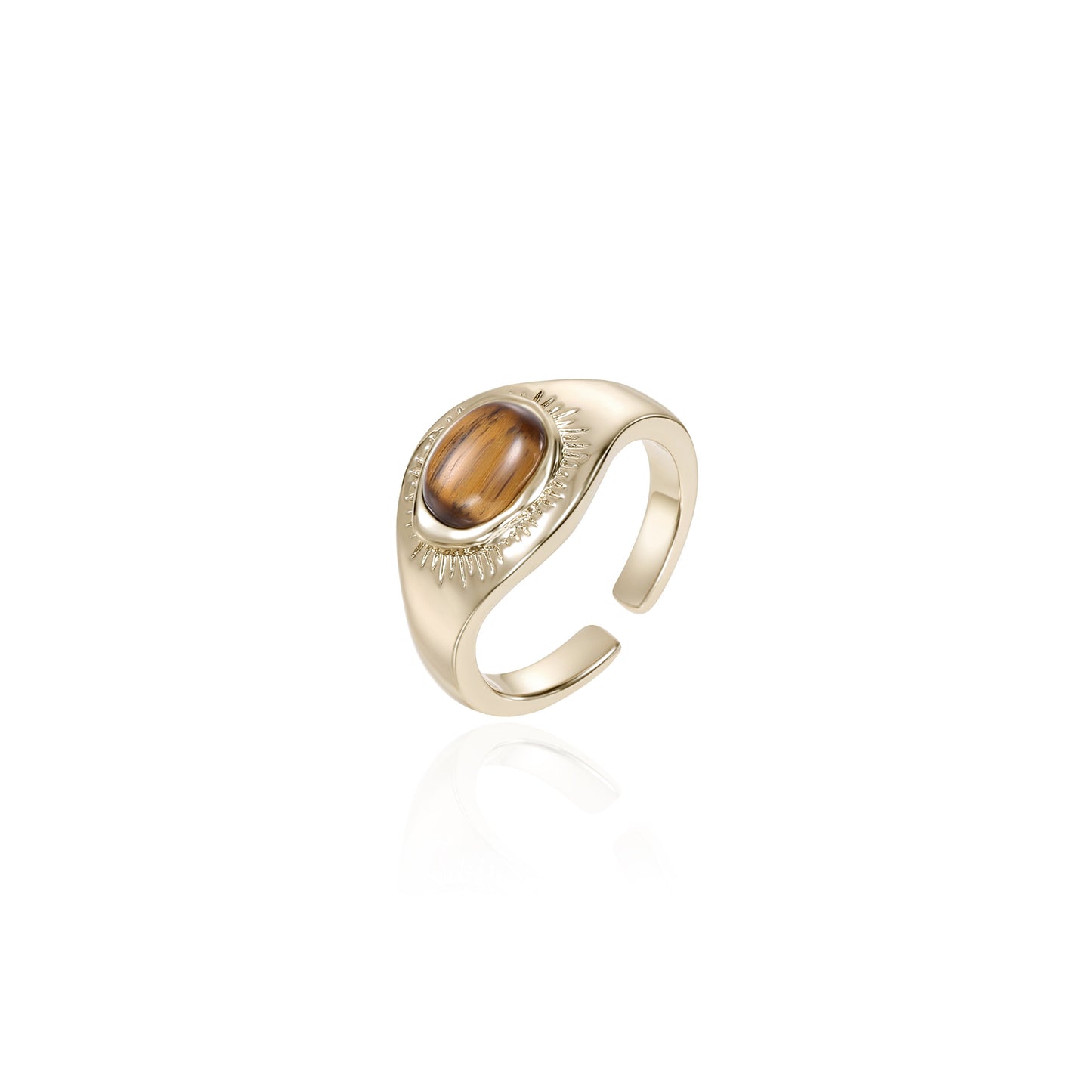 Portuguese designer’s original tiger eye stone textured open ring