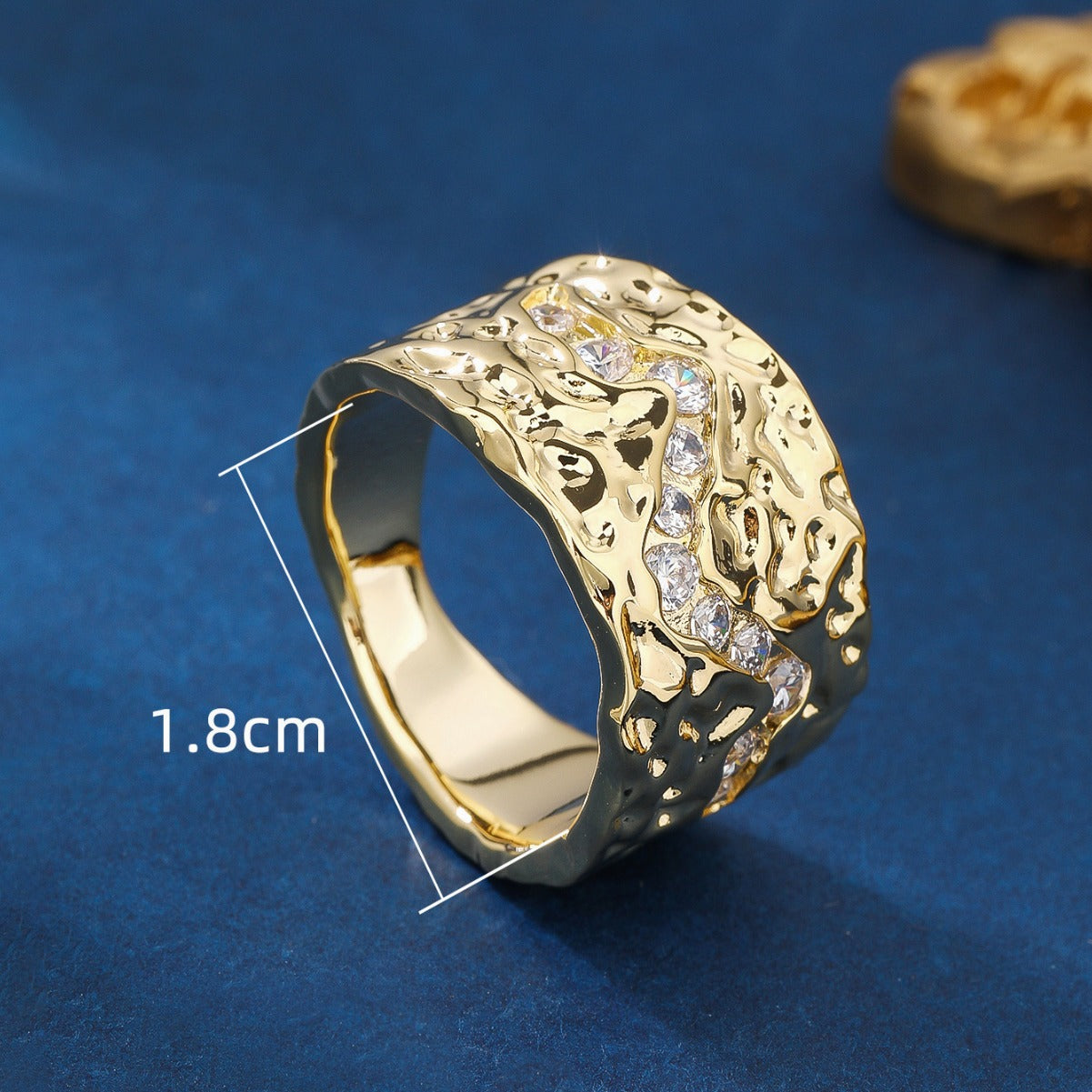 BrideTalk Metal Handmade Hammered Zirconia Ring