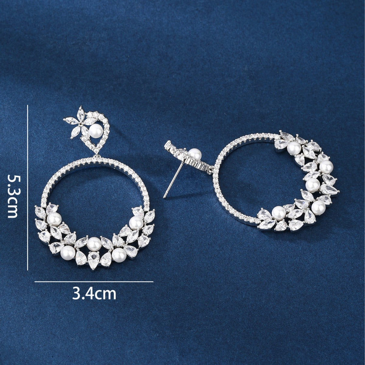 BrideTalk Large circle full diamond wheat ear zircon earrings