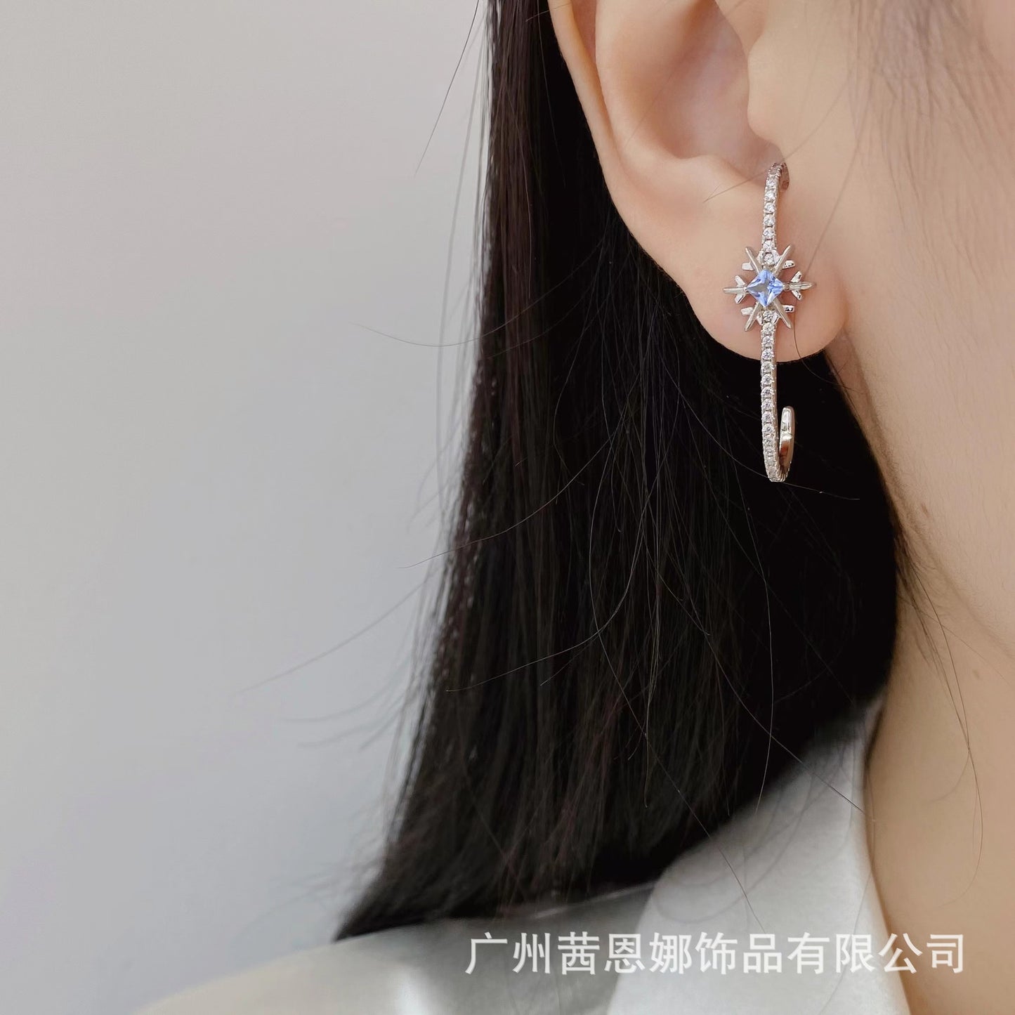 French designer's dreamy snowflake series uniquely designed C-shaped earrings