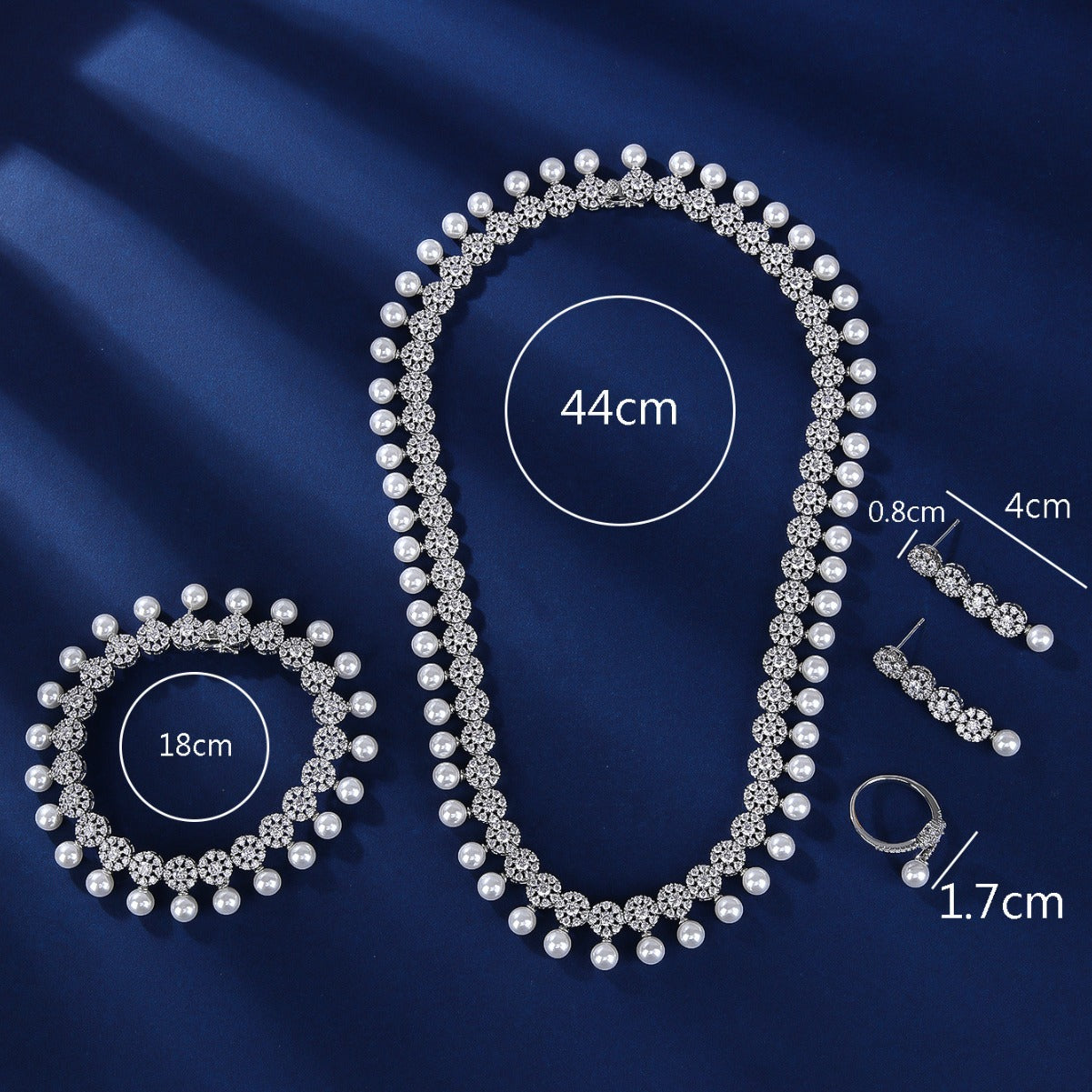 BrideTalk Fashionable Pearl Tassel Simple Zircon Necklace Set of Four