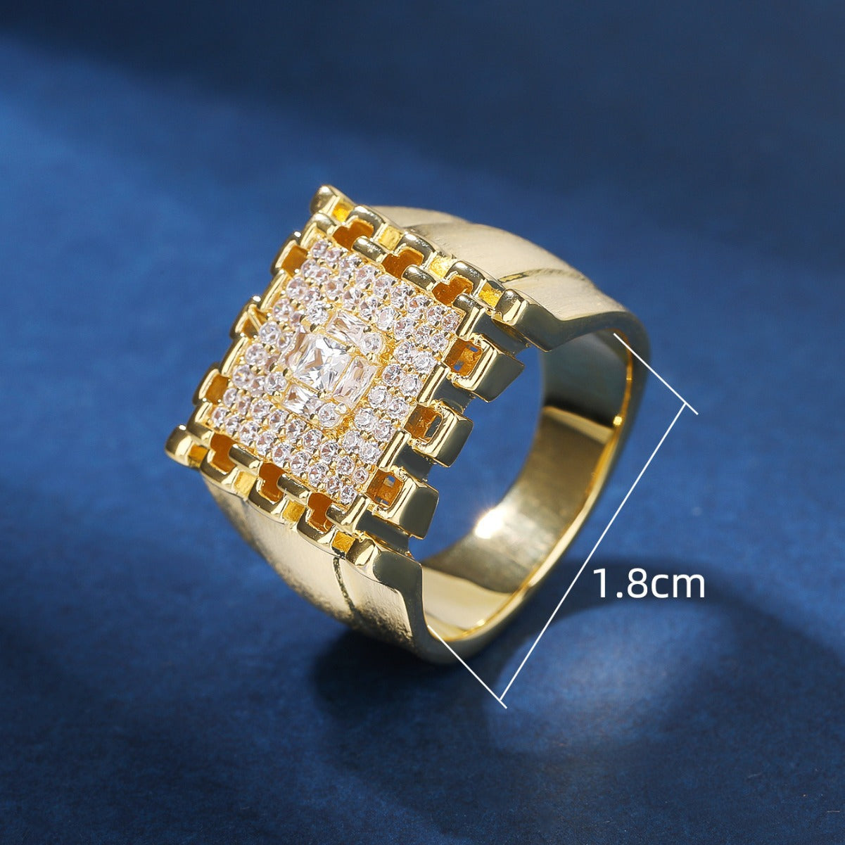 BrideTalk Luxurious Multi-Diamond Gold Square Ring