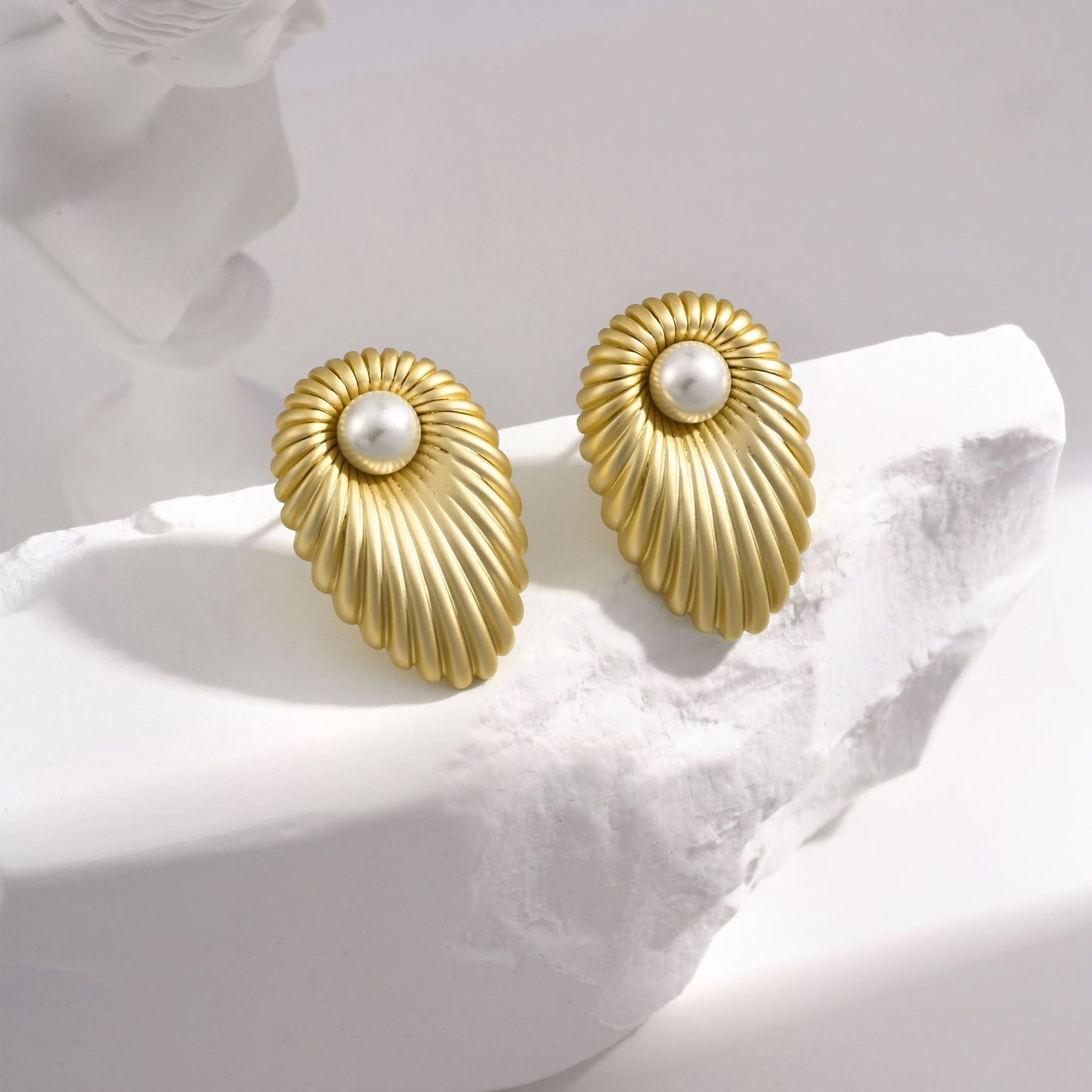 Swiss designer copper-plated 14K matte gold craft earrings