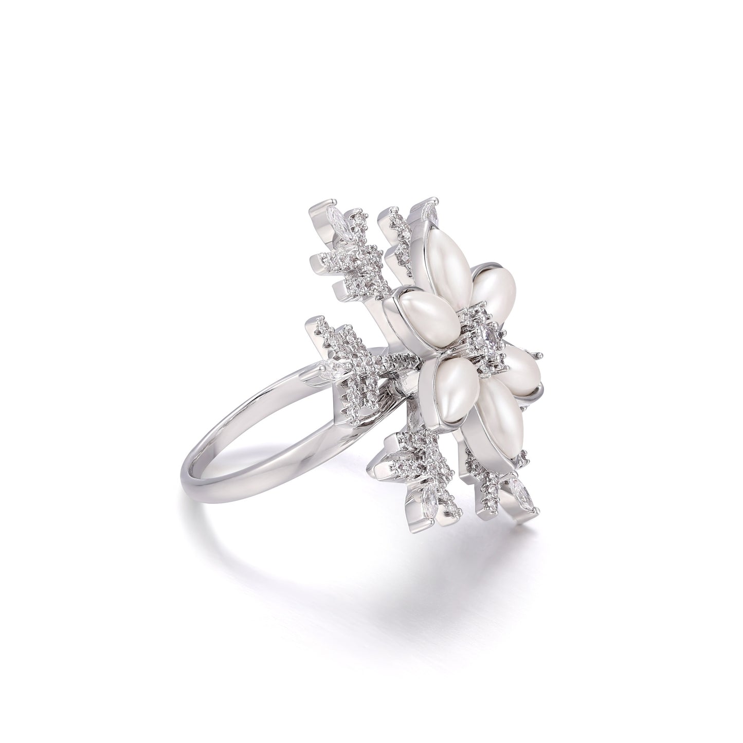 French designer Snowflake series hand-decorated open rotatable ring