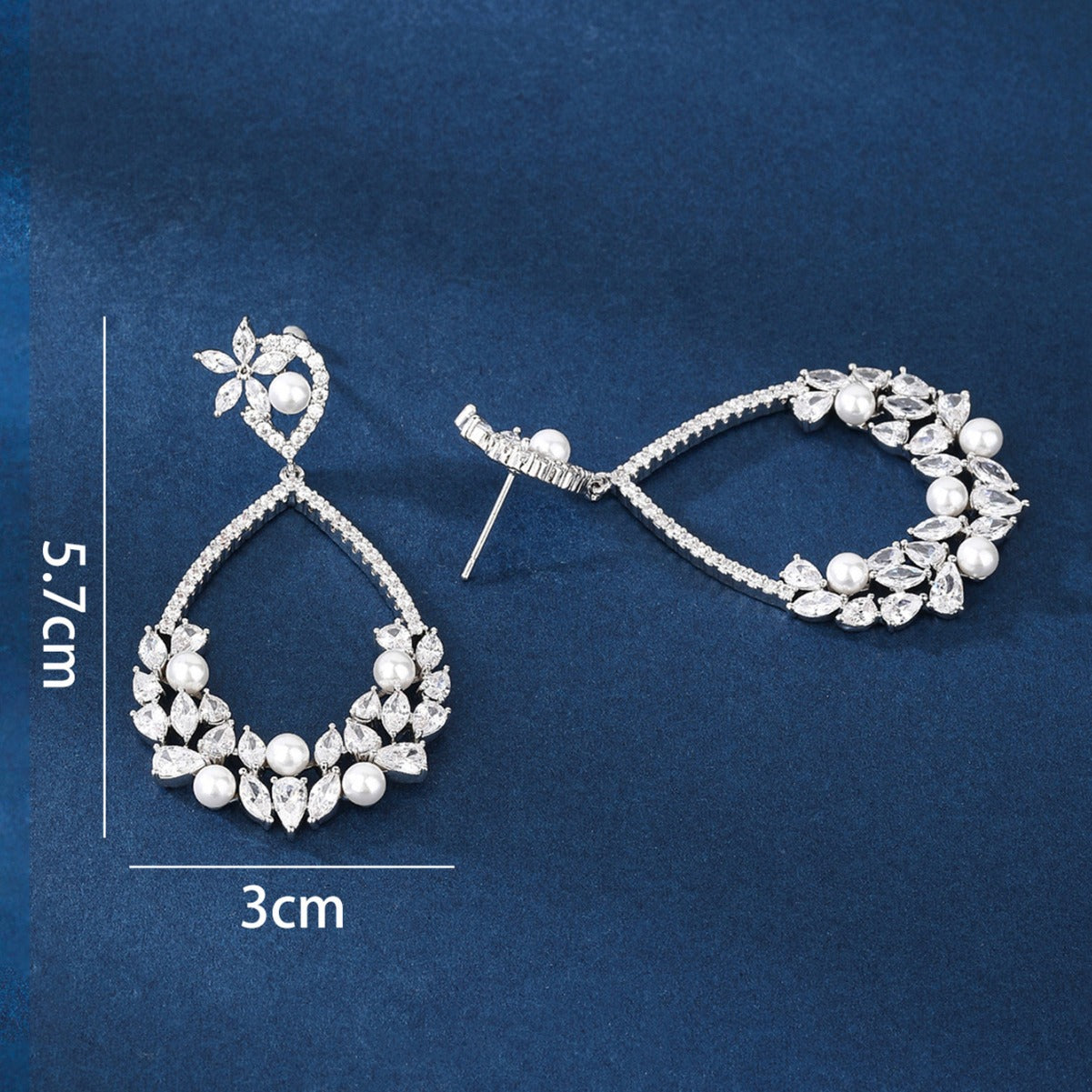 BrideTalk Drop-shaped zircon hollow stud earrings