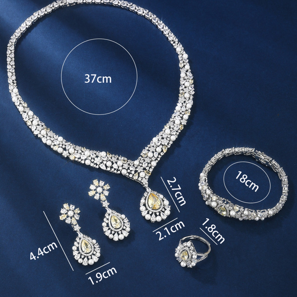 BrideTalk European and American fashionable zircon topaz embellished jewelry set