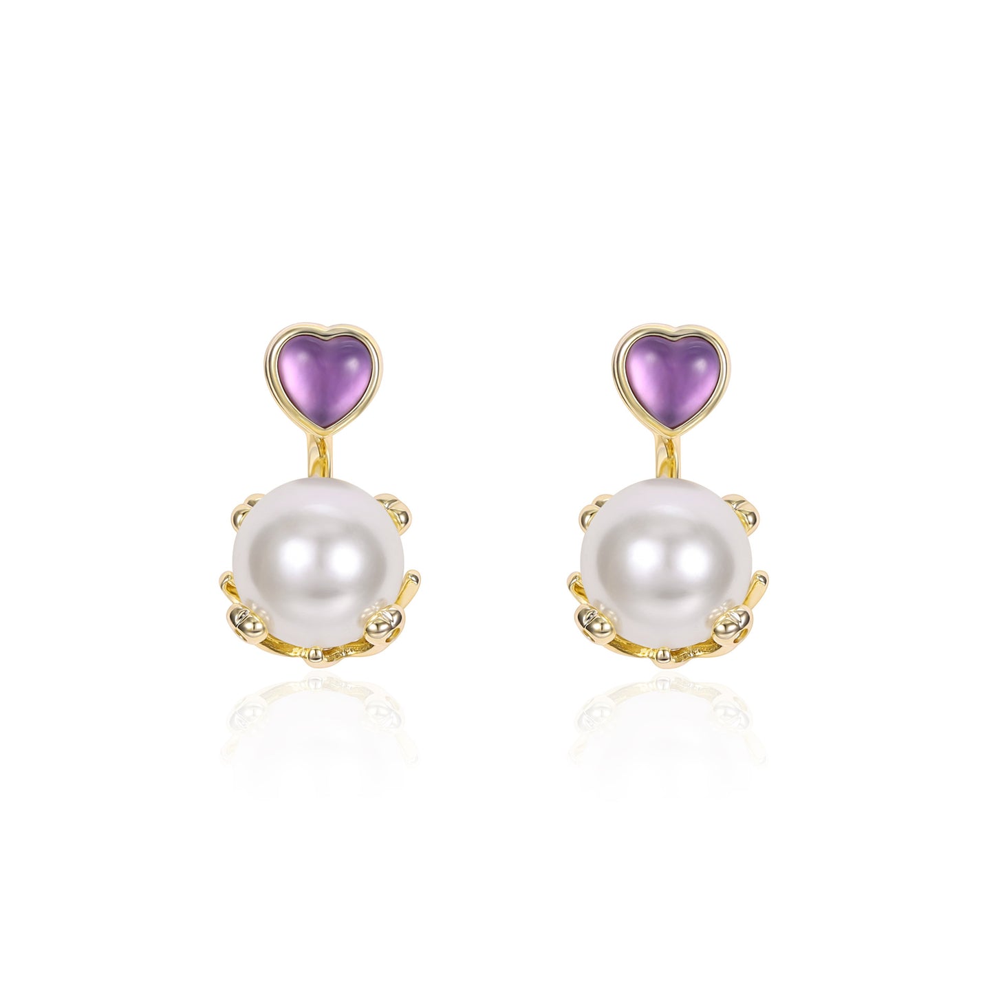 French natural purple crystal imitation pearl earrings