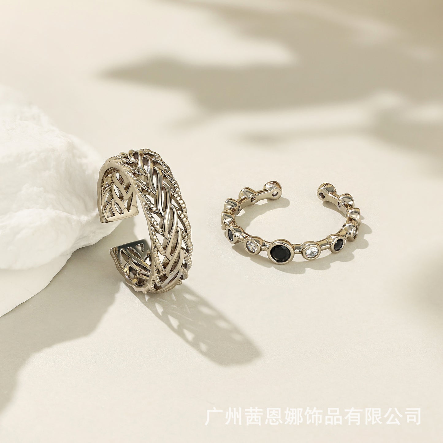 German designer niche design two-piece set of open adjustable rings