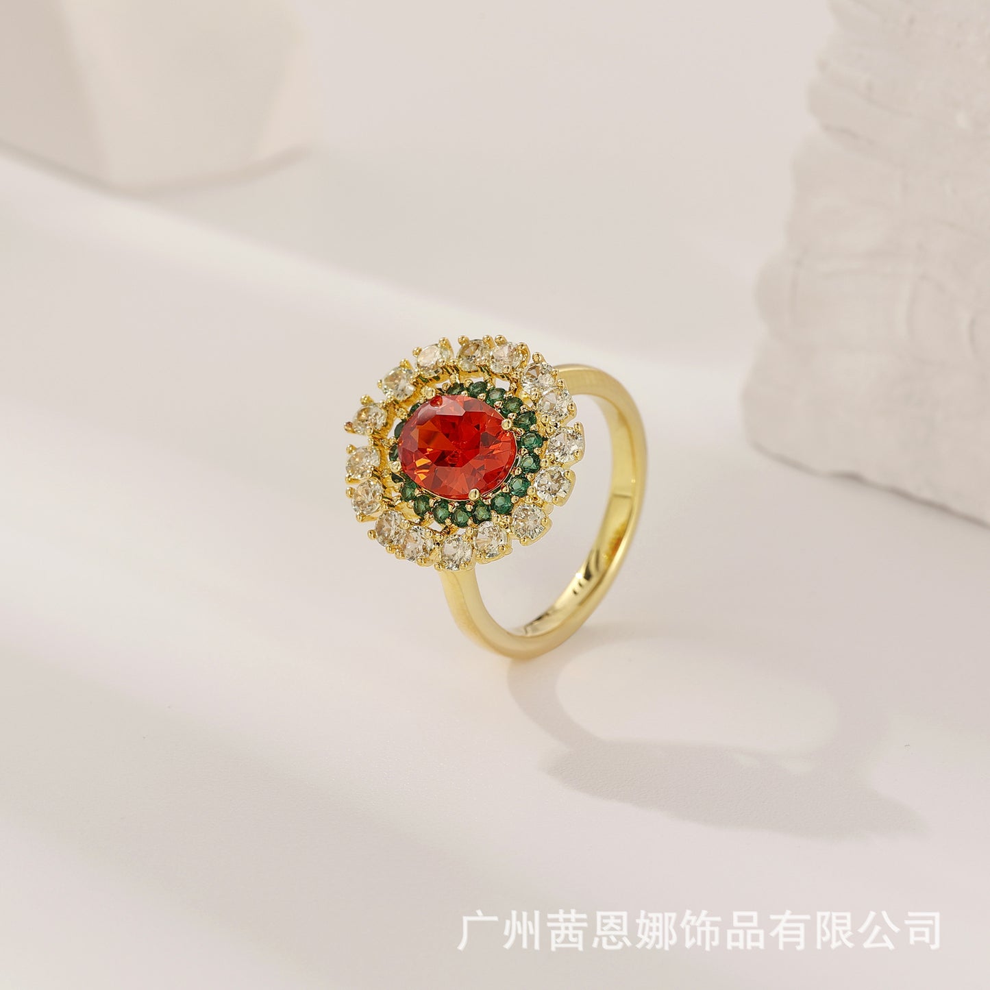 French designer ruby copper plated 18K gold ring