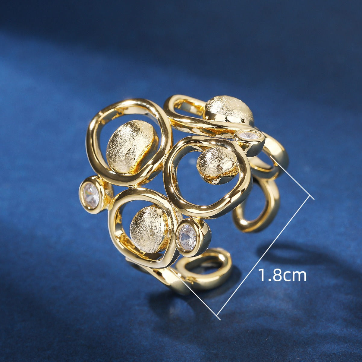 BrideTalk Hollow zircon inlaid copper gold plated ring