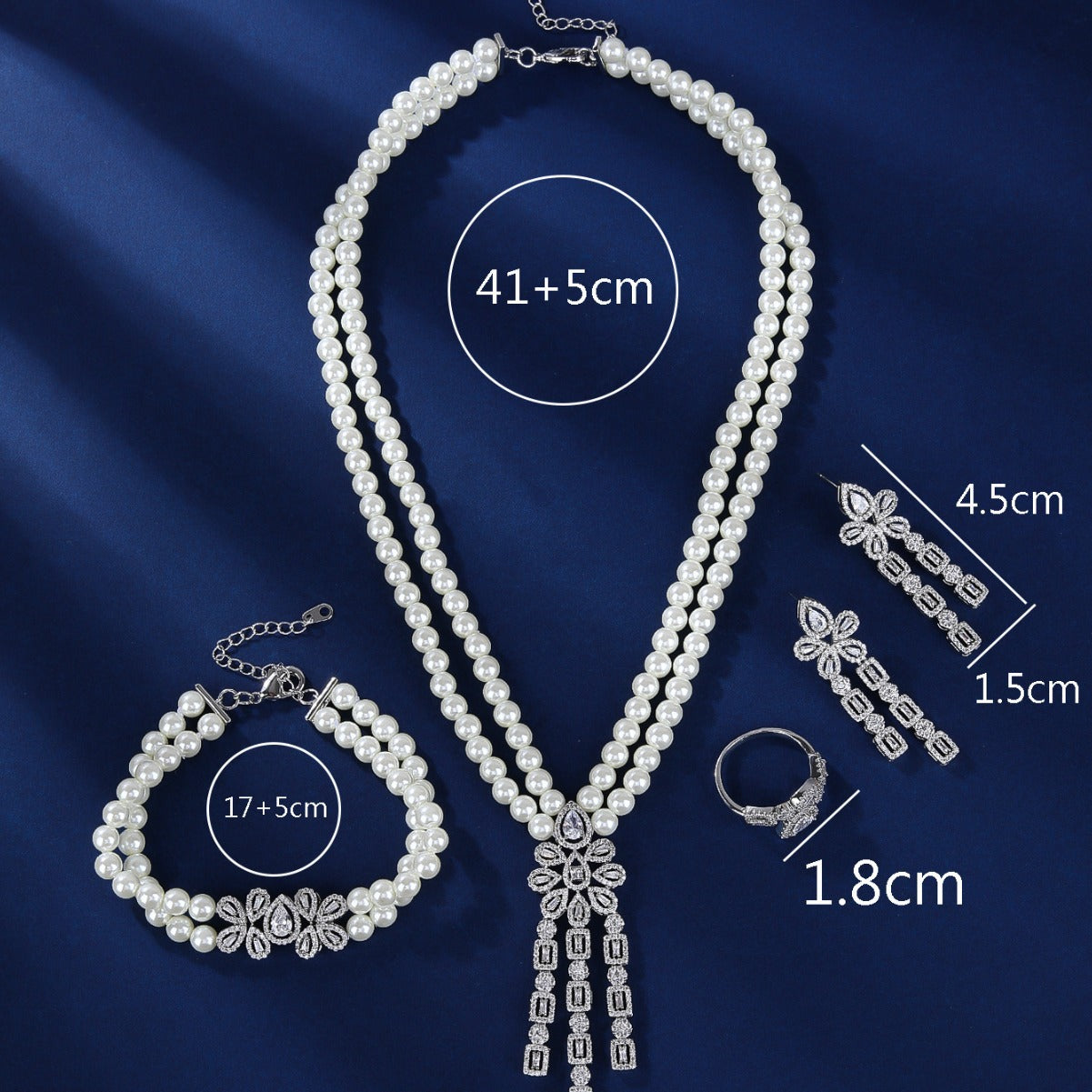 BrideTalk Tassel zircon simple temperament multi-layered pearl necklace set