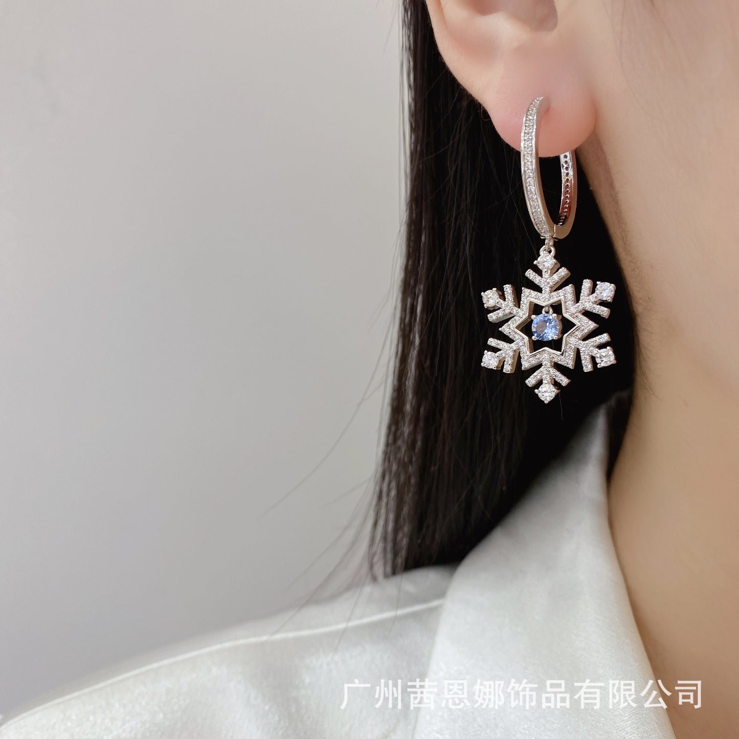 French designer ice and snow fantasy series fairy snowflake earrings