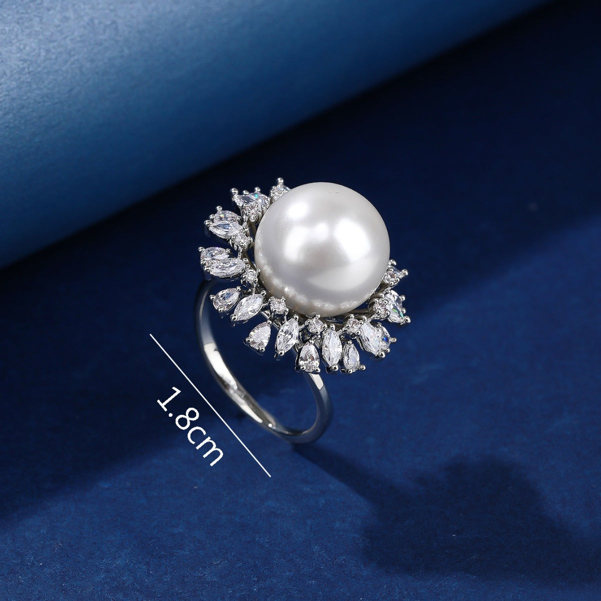 BrideTalk Exquisite luxury full diamond and pearl ring