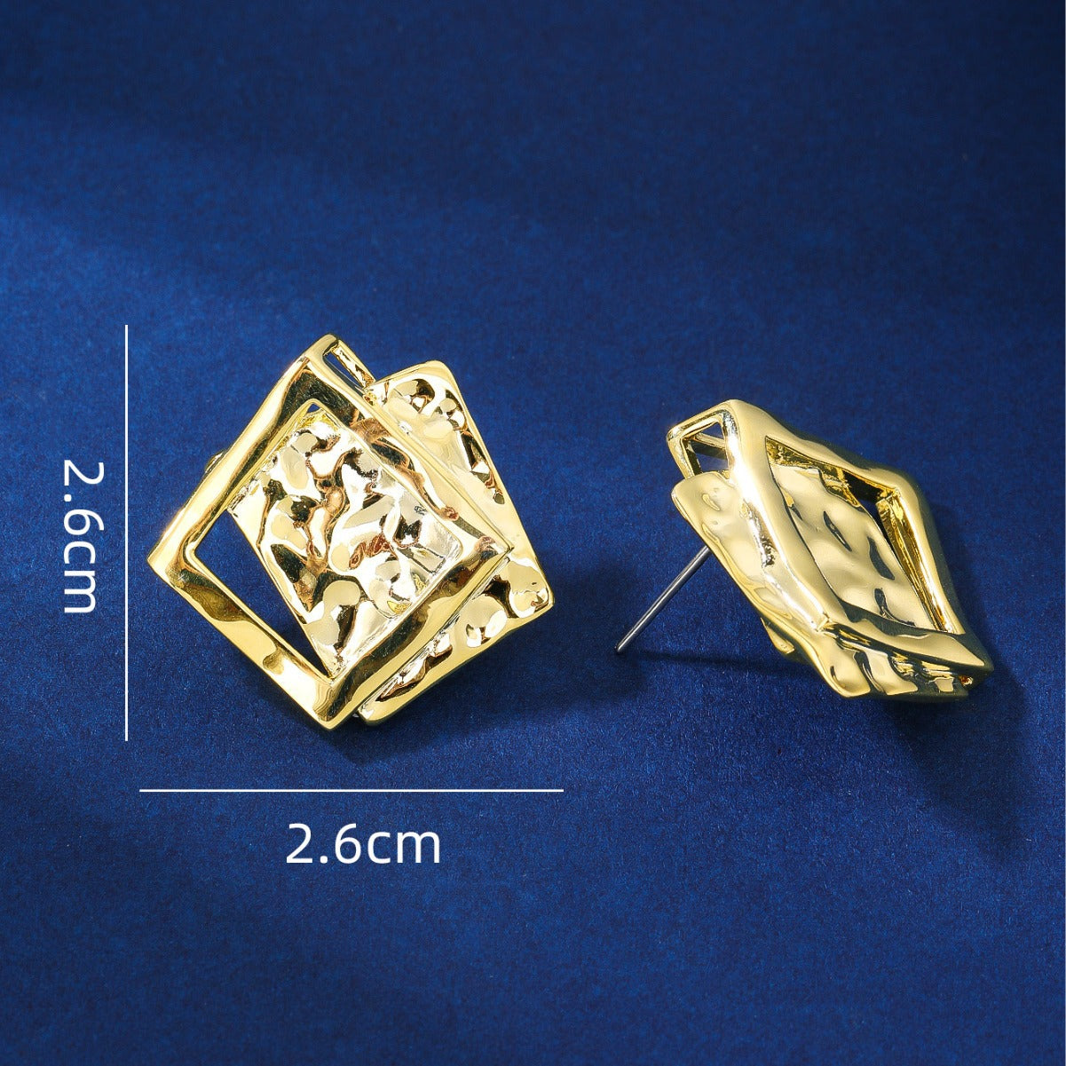 BrideTalk European and American high-end three-dimensional geometric square earrings