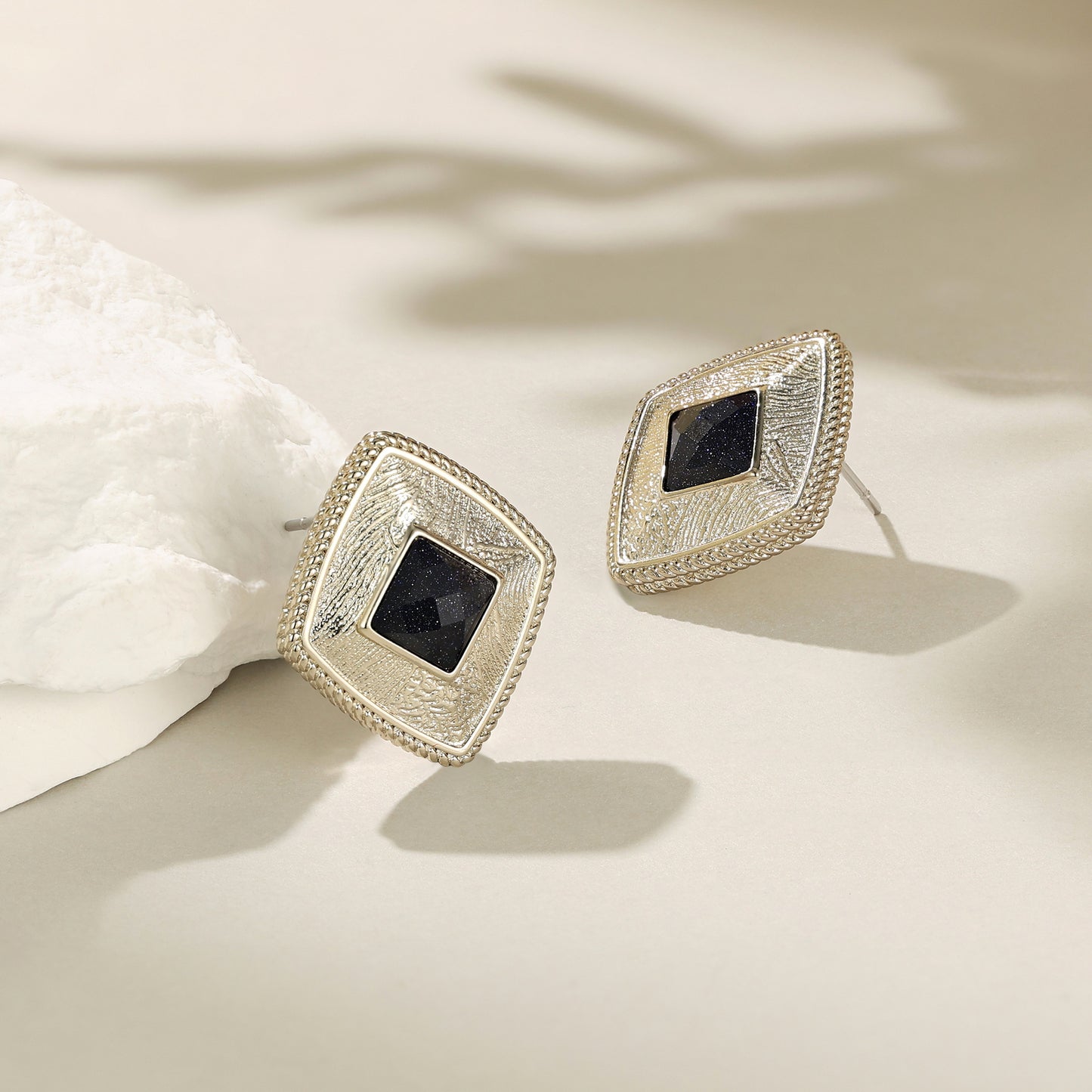 Stylish Geometric Square Coffee Gold Earrings