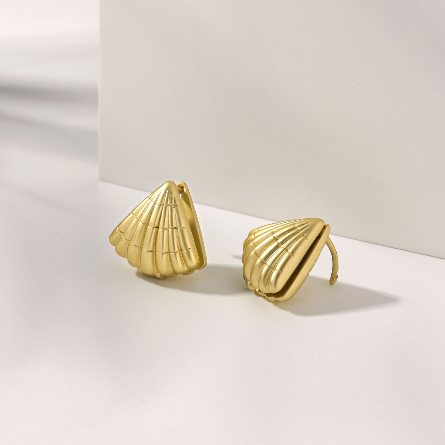 Swiss designer copper-plated 14K matte gold technology craft earrings