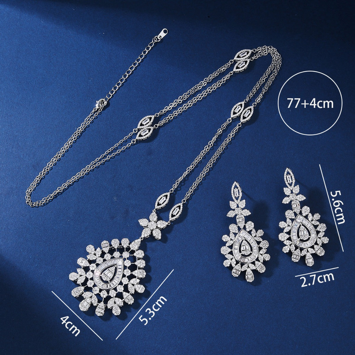 BrideTalk White gold fashionable zircon necklace and earrings two-piece set