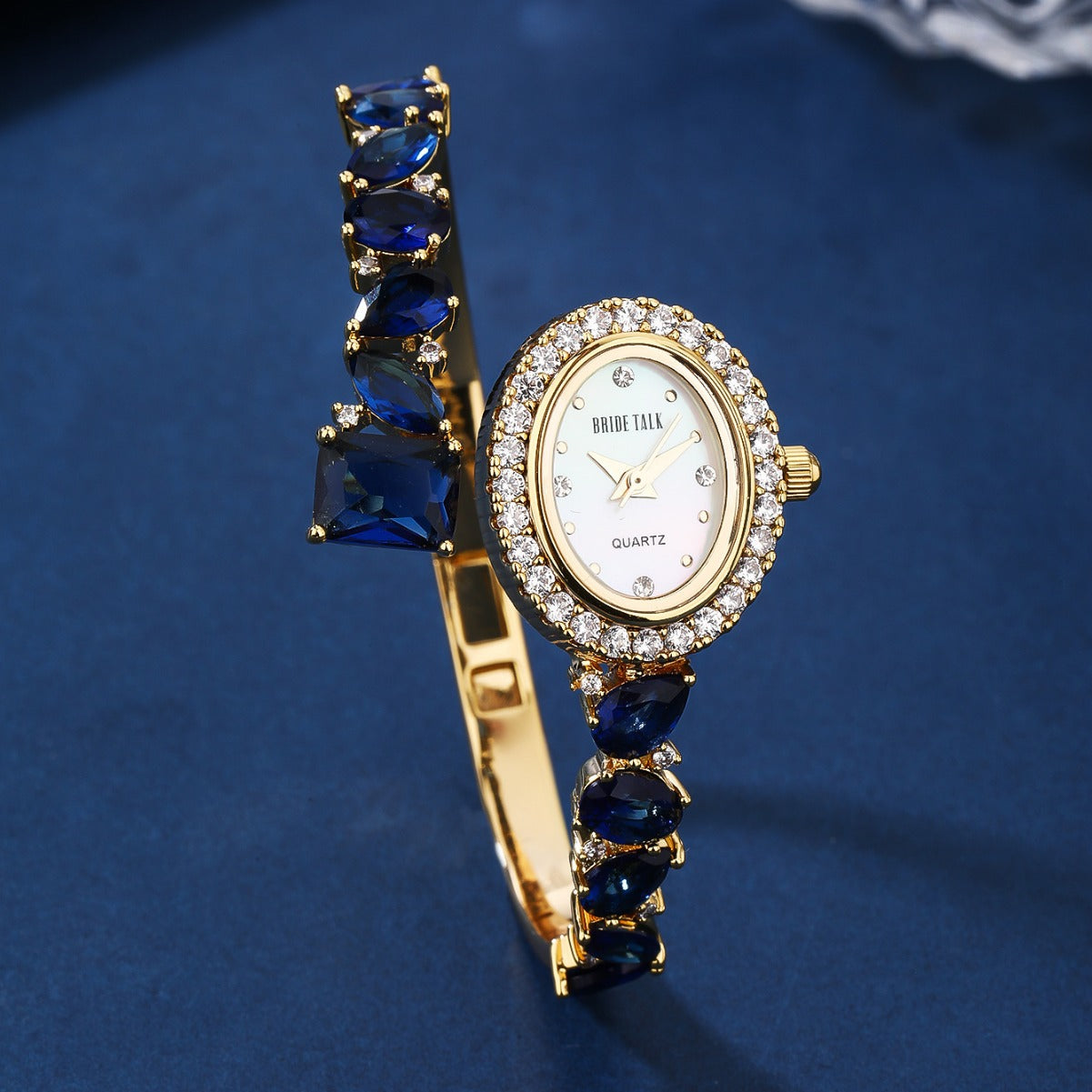 BrideTalk Uniquely designed round dial studded with zircons and sapphires