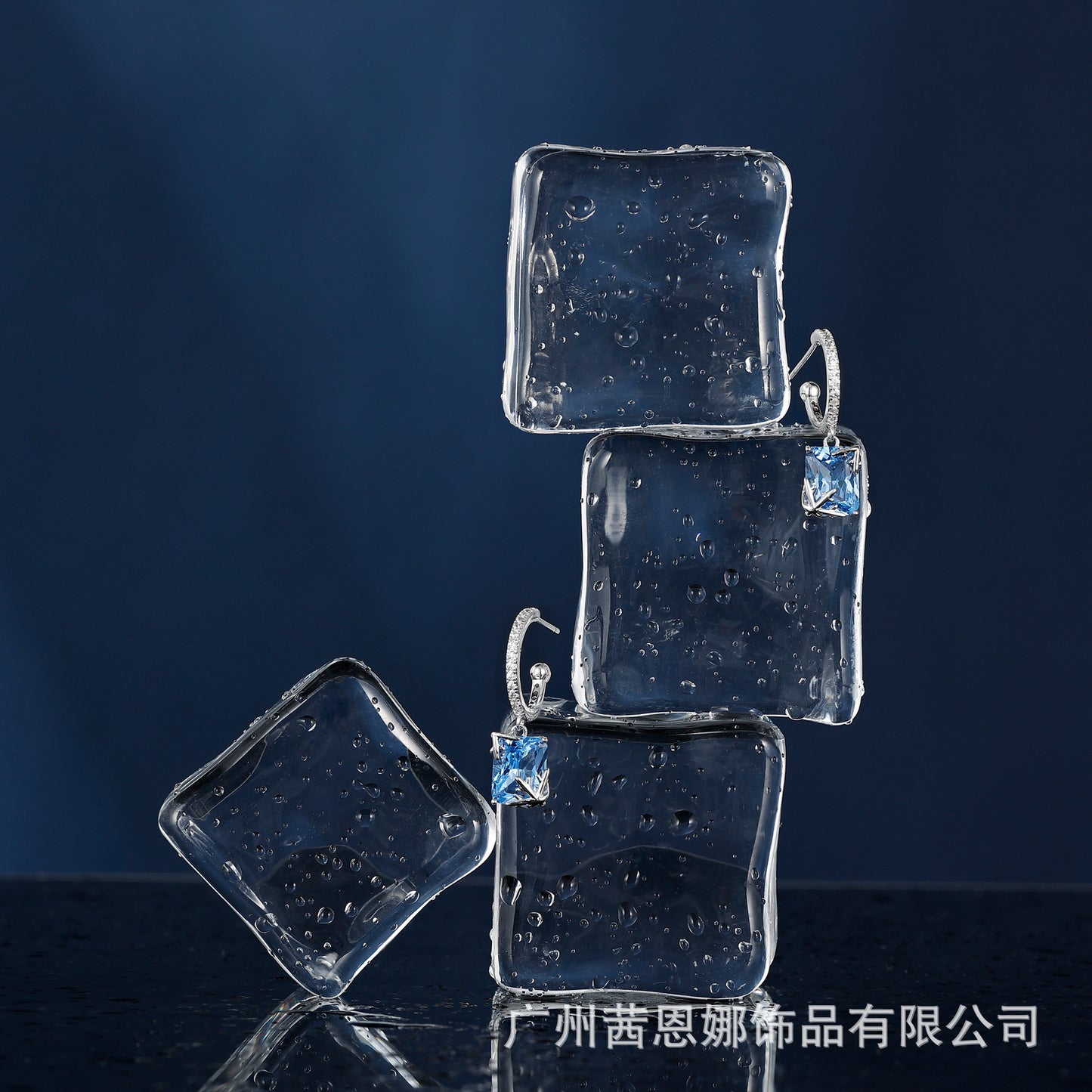 French designer dreamy snowflake series super glittery dreamy square earrings