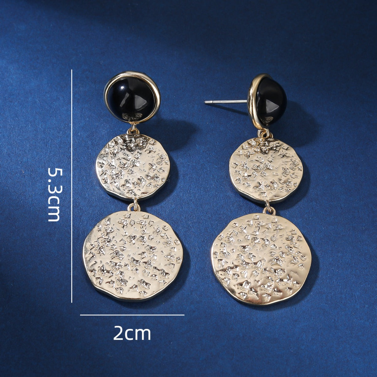 BrideTalk Black Onyx Vintage Maillard Metal Punk Earrings