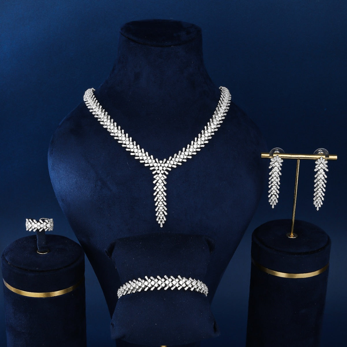 BrideTalk Jewelry style full zircon necklace and earrings set