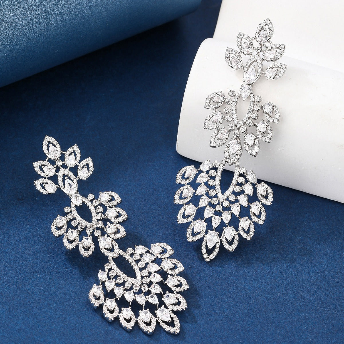 BrideTalk Long elegant earrings studded with bright stones