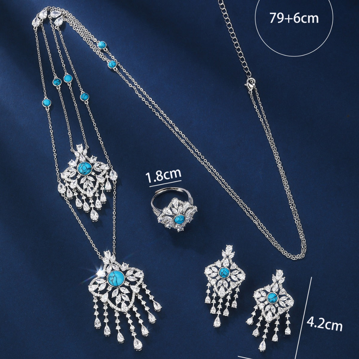 BrideTalk Temperament niche design light luxury blue turquoise necklace set