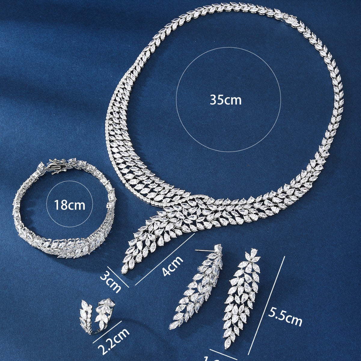 BrideTalk Light luxury bridal zircon necklace and earrings set