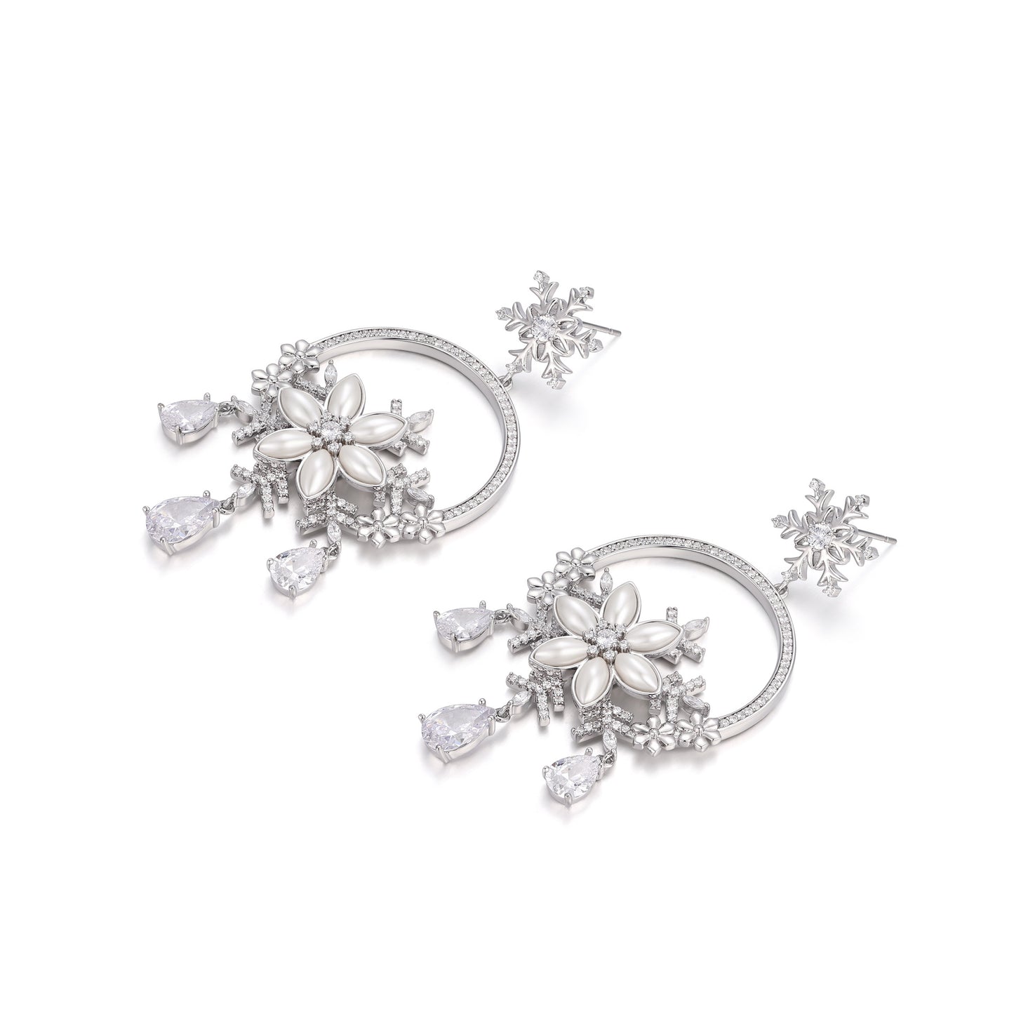 French designer Snowflake collection studded with diamond earrings