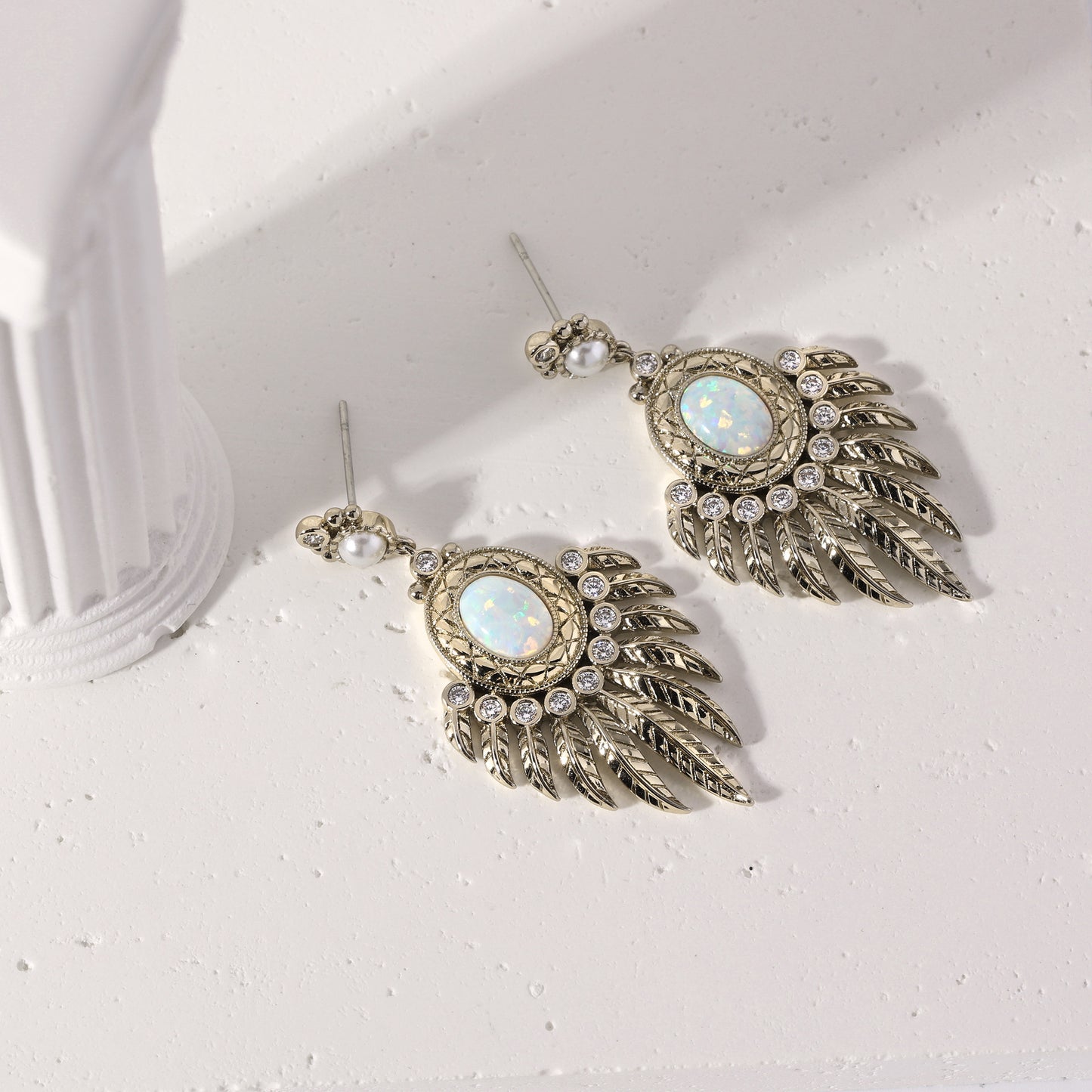 Mexican designer copper-plated coffee gold blue and white earrings series