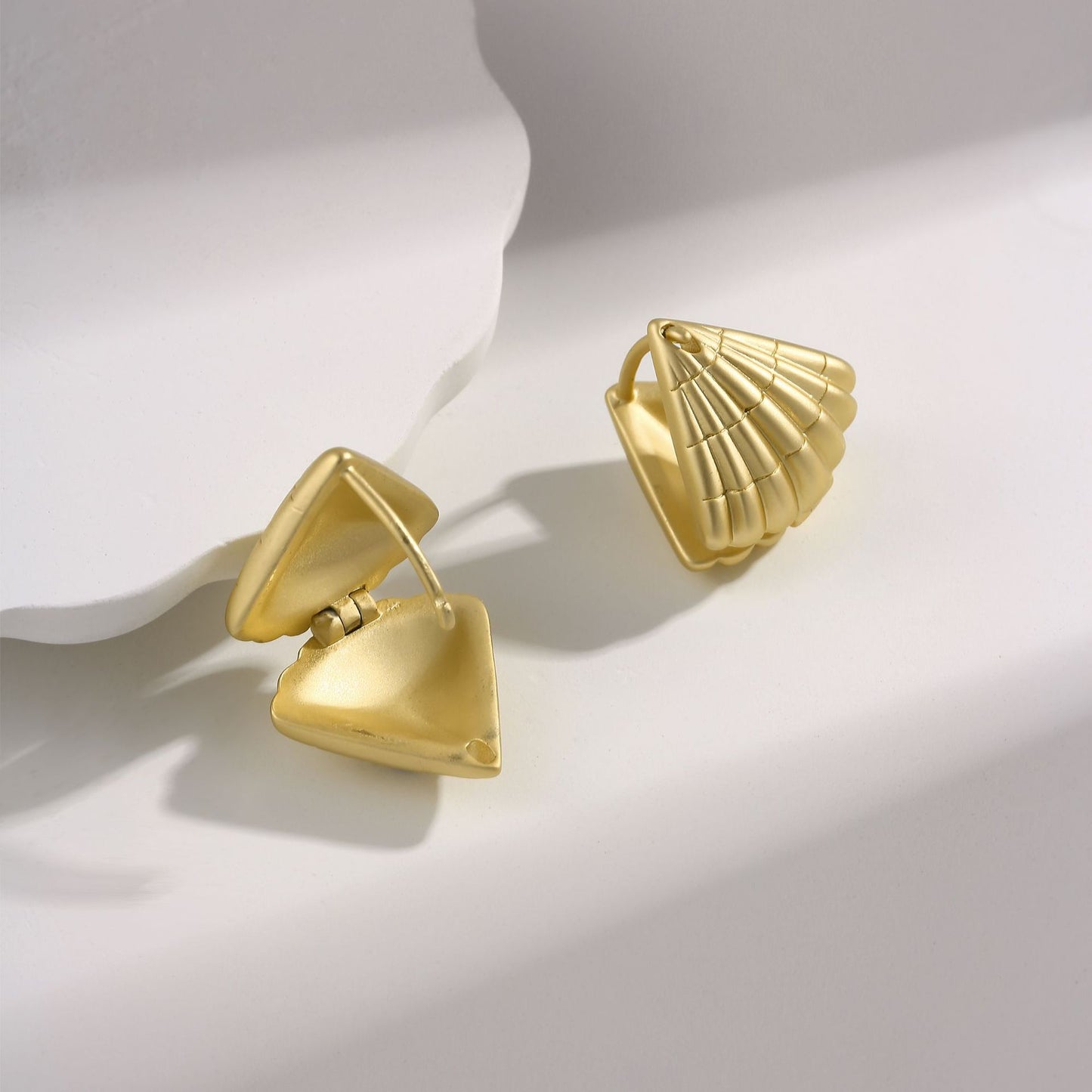 Swiss designer copper-plated 14K matte gold technology craft earrings