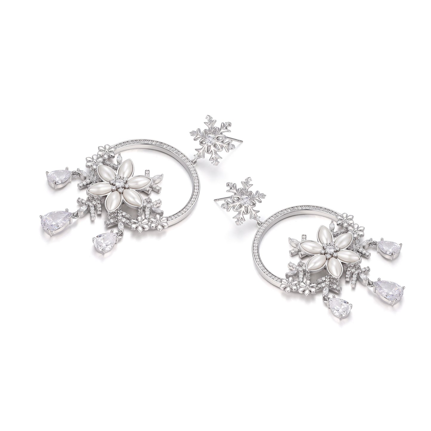 French designer Snowflake collection studded with diamond earrings