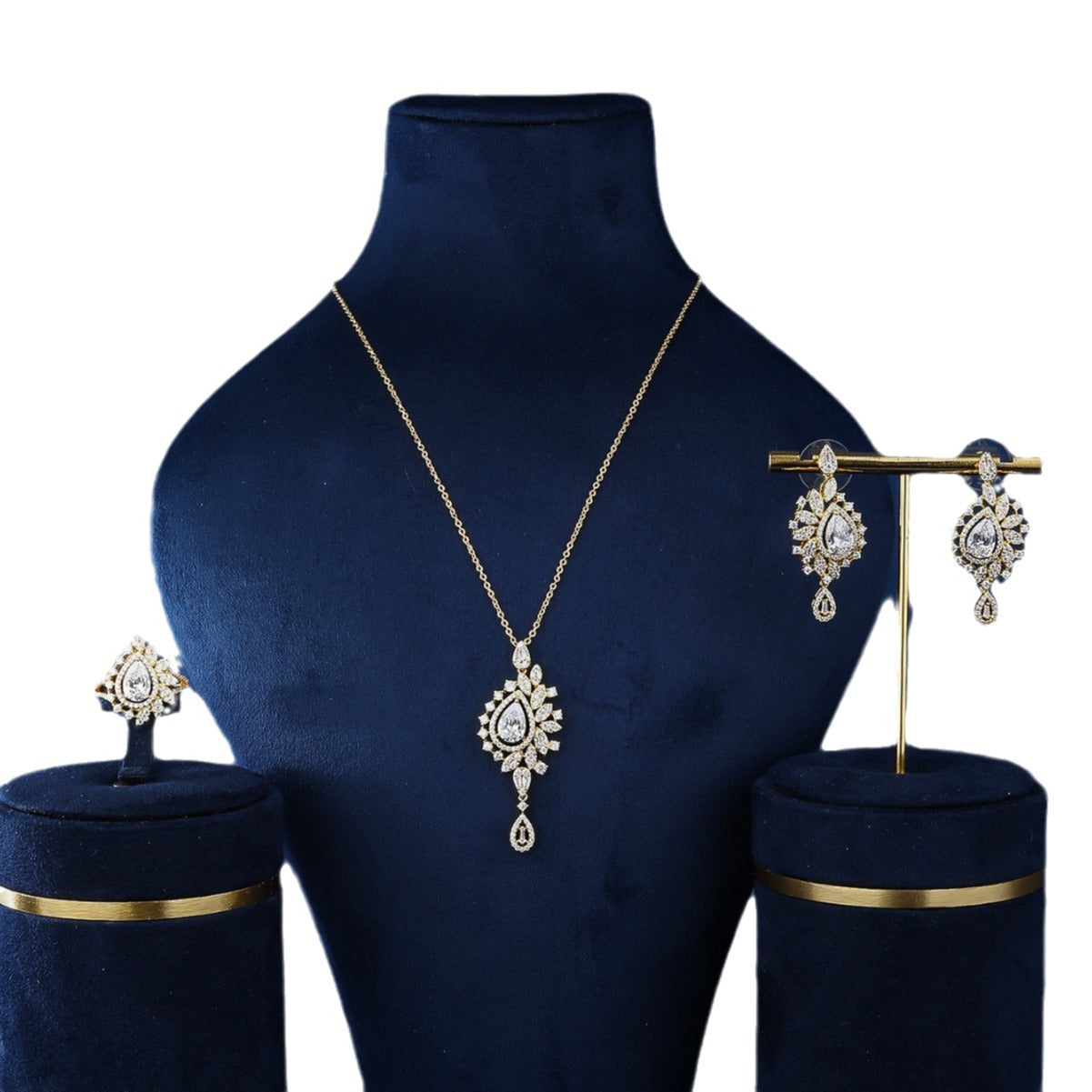 BrideTalk Zircon necklace niche design full of diamonds light luxury three-piece set