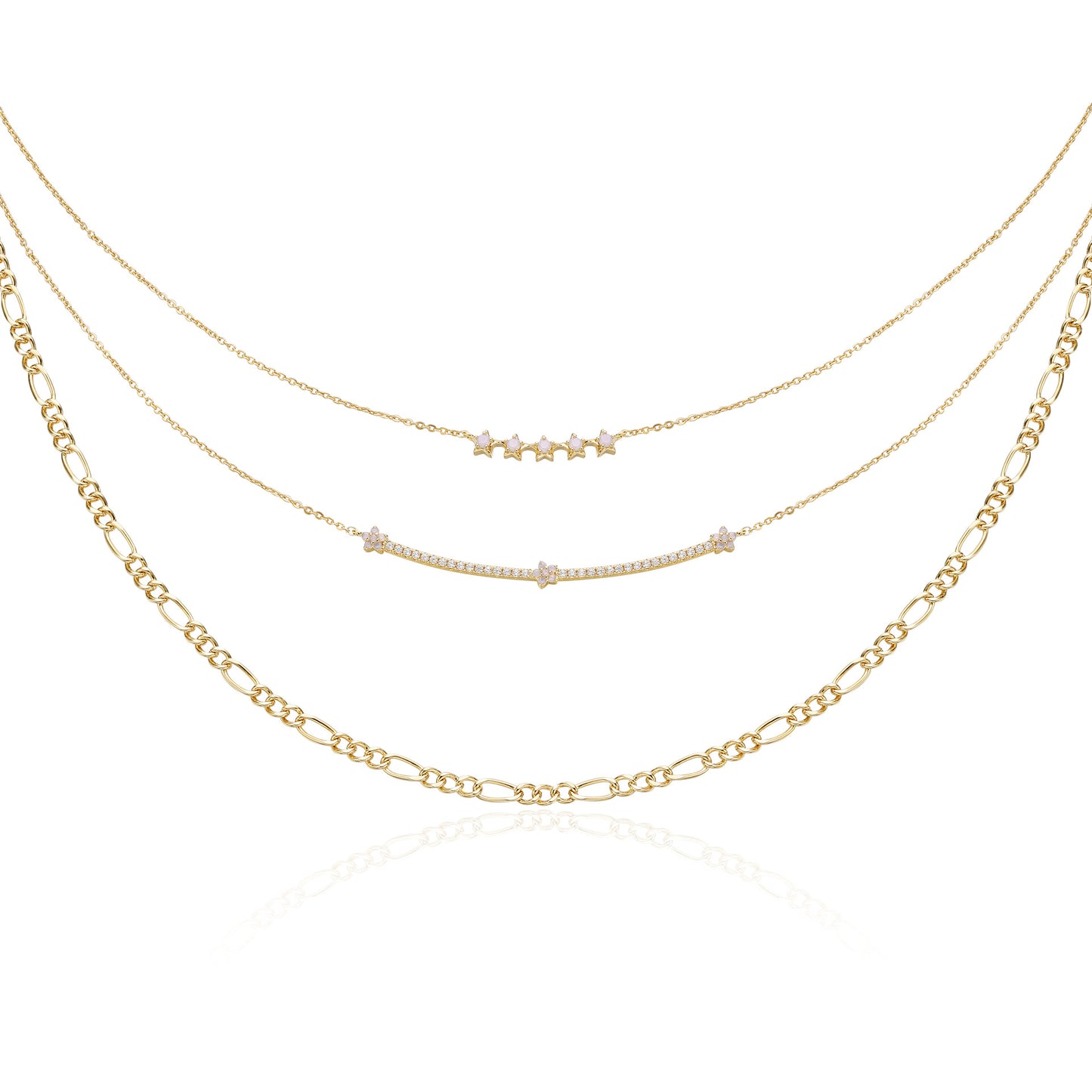 French designer triple layered strap necklace