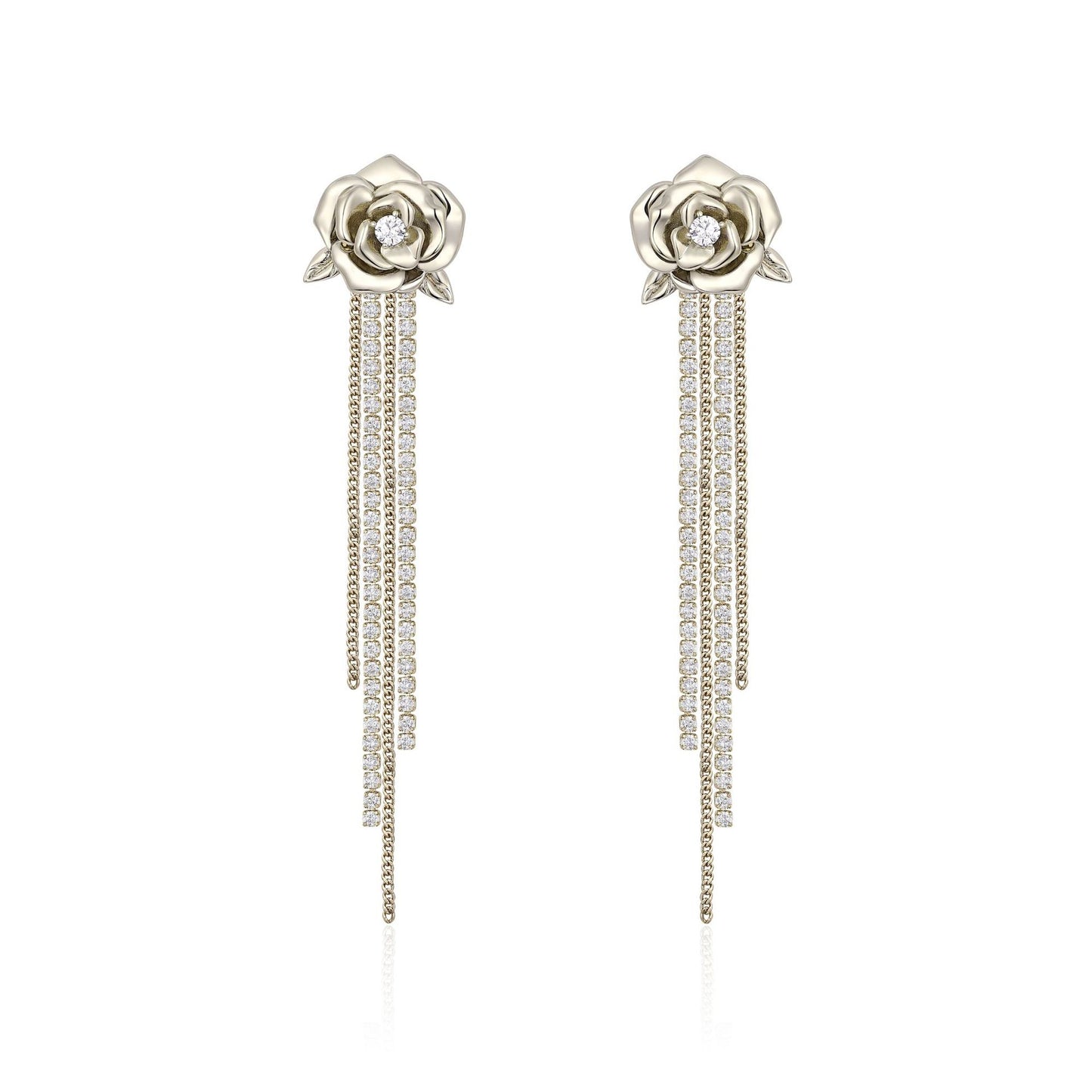 French designer rose tassel earrings