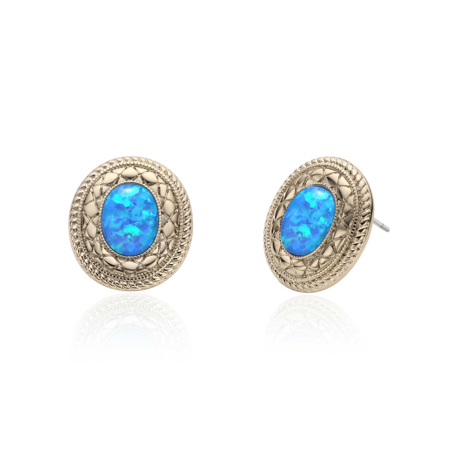 Mexican designer copper plated coffee gold blue and white earrings